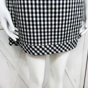 Vineyard Vines Gingham Check Off The Shoulder Shift‎ Mini Dress Black White XS thumbnail 6