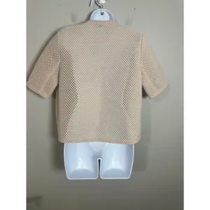 COS Womens Beige Mesh Waffle Knit Short Sleeve Open Front Bolero Jacket Size S thumbnail 3