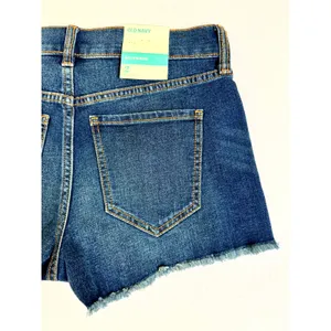 Old Navy Boyfriend Denim Shorts Women Size 2‎ Dark Wash Raw Hem Stretch NWT thumbnail 8