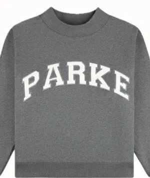 Parke Cozies Stormy Grey Varsity Mockneck Sweatshirt S/M Fleece thumbnail 1