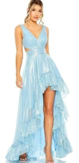 MAC DUGGAL High-Low Ruffle Gown in Powder Blue Size US 0 thumbnail 1