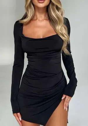 Tiger Mist Joslin Mini Dress Long Sleeve Slit thumbnail 1