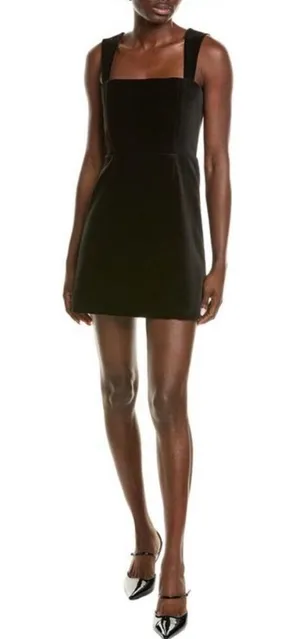 Alice + Olivia Womens Womens Dress Taylum Black Velvet Mini Sleeveless Size 4 thumbnail 1