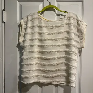 Maeve for Anthropologie Barton Textured Fringe top off white sz 4 S thumbnail 2