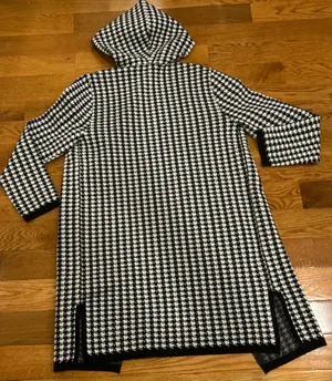 Golden Lillie Women's Long Hooded Cardigan Sweater Houndstooth Jacket M thumbnail 10