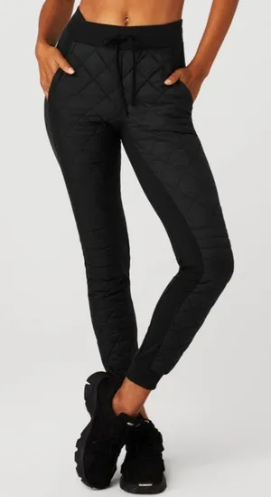 Alo Winter Warm High-Waist Moto Puffer Pant Black Brushed Hi-Rise Quilted Jogger thumbnail 1