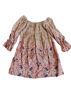 Maeve Anthropologie Milou Dress Cheetah Boho Mixed Print Peasant Flowy Medium thumbnail 2