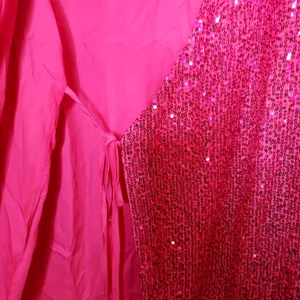 NWT Body Love Hot Pink Sequin Wrap Long Sleeve Party Dress LG holiday bling midi thumbnail 10