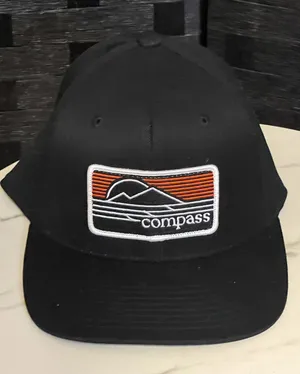 New Mountain Sunset Patch Trucker Hat Compass Retro Hiking black one size thumbnail 1