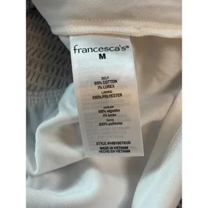Francescas Blue Rain Striped Smocked Tiered Ruffle‎ Mini Skirt Blue White Gold M thumbnail 3