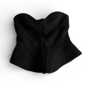 NBD ARLETTE REVOLVE Black Strapless Corset Wool Peplum Y2K Crop Top XS thumbnail 4