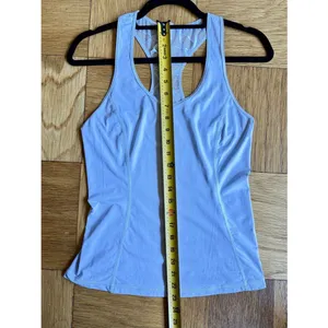 Lululemon Goal Crusher Tank w/ Patterned Mesh Back, Size 4, White, VGUC thumbnail 9