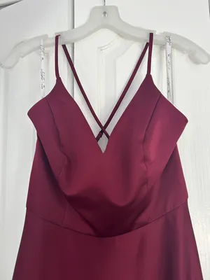 David's Bridal Dark Red/maroon Satin Dress thumbnail 2
