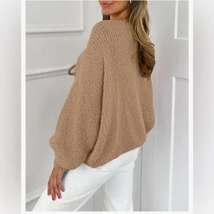 PRETTYGARDEN NEW Tan Tie Front Bow Cardigan Sweater Chunky Knit Long Sleeve L thumbnail 2