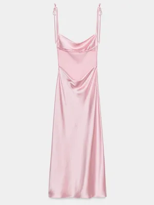 Nwt Zara Satin Effect Midi Dress With Tie Straps Size S thumbnail 5