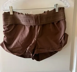 Free people brown fold over shorts thumbnail 1