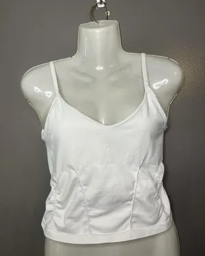 FP Movement Camisole Tank Top Womens Small White Stretch Ruched Crop Jersey thumbnail 1