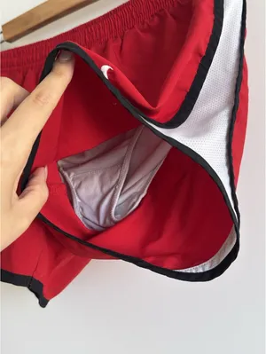 Nike Red Running Shorts XS Lined Mesh Sides Elastic Drawstring 25x3 in thumbnail 7