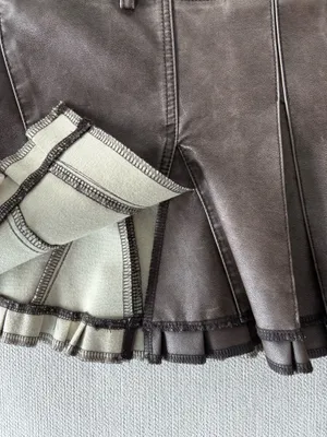 Amazon Brown leather flared skirt thumbnail 3