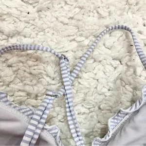 H&M Seersucker Striped Ruffle Bikini‎ Top Blue periwinkle 6 thumbnail 3