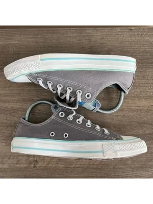 Converse All Star Double Tongue Ox Women’s Shoe Grey Blues Size 8 #776 thumbnail 2
