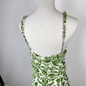 NWOT Farm Rio Floral Delicate Tapestry Linen Drop-Waist Midi Dress Size XL Green thumbnail 14