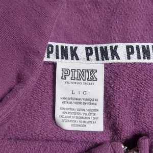 PINK Victoria's Secret Funnel Purple Logo Racer Stripe Zip Jacket. L Casual Preppy thumbnail 10