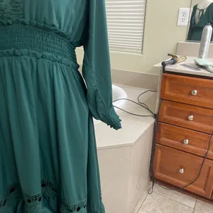 BALTICBORN pippA Women Emerald‎ Green Tiered Ruffle Maxi Dress Long Sleeve LAre thumbnail 4