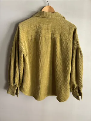 Easel Green Corduroy Shacket Small Oversized Button Front Jacket thumbnail 5