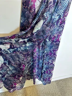 NWT Windsor Purple Snakeskin Print Crisscross Back Slit Leg Maxi Dress Small thumbnail 5