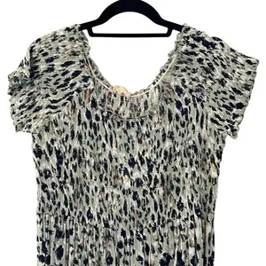 Mystree Womens Animal Print Smocked Slit Summer Maxi Dress Black Green Large‎ thumbnail 2