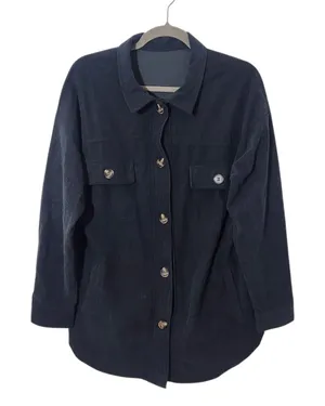 Women's Black Corduroy Shacket Size Medium Black Shacket thumbnail 1