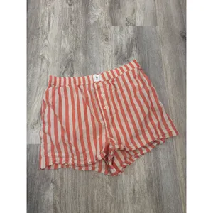 Anthropologie Orange White Striped Cotton Boxer Lounge Shorts Size M thumbnail 2