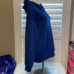 Elegant Blue Women's Quilted Hoodie thumbnail 2