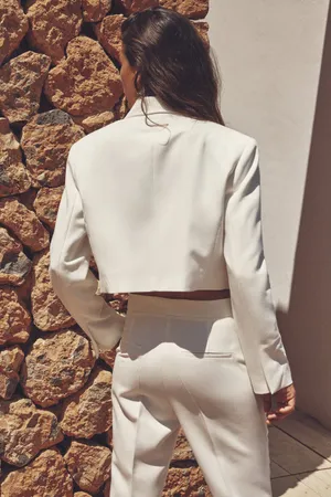 ZARA blazer cropped double breasted oyster white thumbnail 3