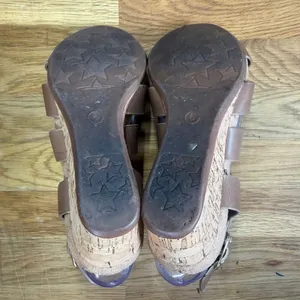 Diba Weekend Brown Strappy Cork Wedge Sandals Women's 6 Buckle Open Toe thumbnail 10