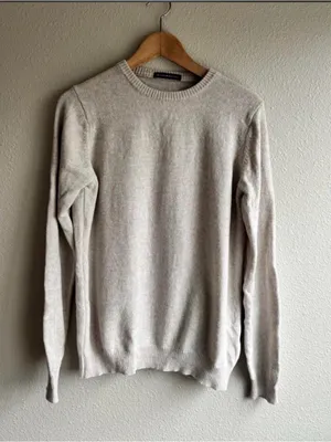 Wool Crewneck Women's Sweater in Light Gray thumbnail 2