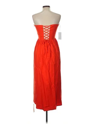 NWT Reformation Buckley in Paprika Red Organic Cotton Strapless Midi Dress 10 thumbnail 5