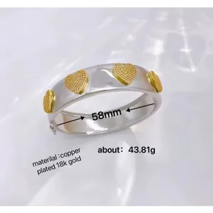 ⁠Silver Ton Star & Heart Hinged Cuff Bracelet Pave Rhinestone Statement Jewelry⁠ thumbnail 5