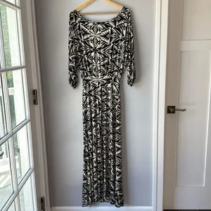 Rachel Pally Jersey Bat Wing Maxi Dress Black White Geometric thumbnail 2
