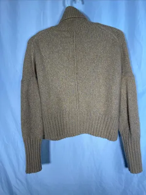 360 Sweater Womens Cashmere Wool Mustard Tan Turtleneck Sweater Medium thumbnail 6