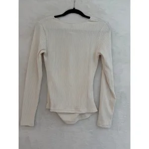 PrettyGarden Ribbed Cowl Neck Top Women Small Cream Long Sleeve Ruched Side NWT thumbnail 10