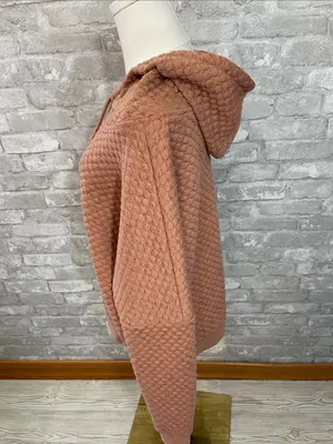 BKE Textured Bubble-Knit Hoodie in Rosewood thumbnail 2