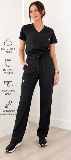 NWT Butter-Soft Black Scrubs Size M thumbnail 1