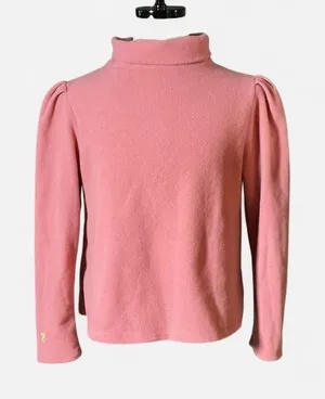 Dudley Stephens Pink Vello Fleece Puff Sleeve‎ Turtleneck Top XL Cottagecore thumbnail 1