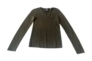 Polo Jeans‎ Co Ralph Lauren Womens Ribbed V-Neck Sweater Olive Green Medium thumbnail 1