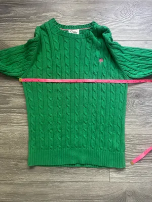 Vintage Lilly Pulitzer Kelly Green Cable Knit 100% Cotton Long Sleeve Sweater M thumbnail 7