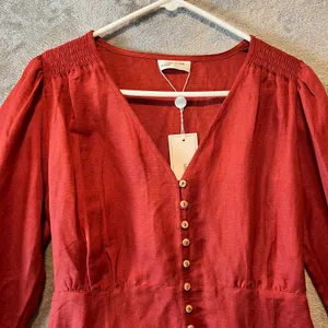 Saint Helena Cleo Mini Dress Linen Blend Size Small Rust Orange New‎ thumbnail 2