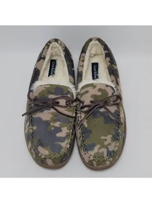 Club Room Faux Fur Lining Camouflage Moccasin Slip On Boat Shoes Size M 8-9 thumbnail 4