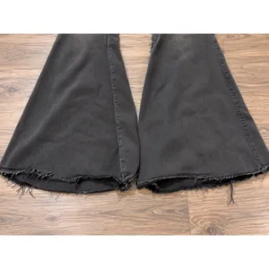 Free People Just Float On Flare Jeans Size 28 Washed Black Charcoal Raw Hem thumbnail 3